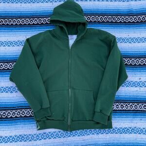 Vintage 90's Pluma Blank Green Thermal Lined Zip Up Hoodie Sweatshirt Sz 2XL XXL